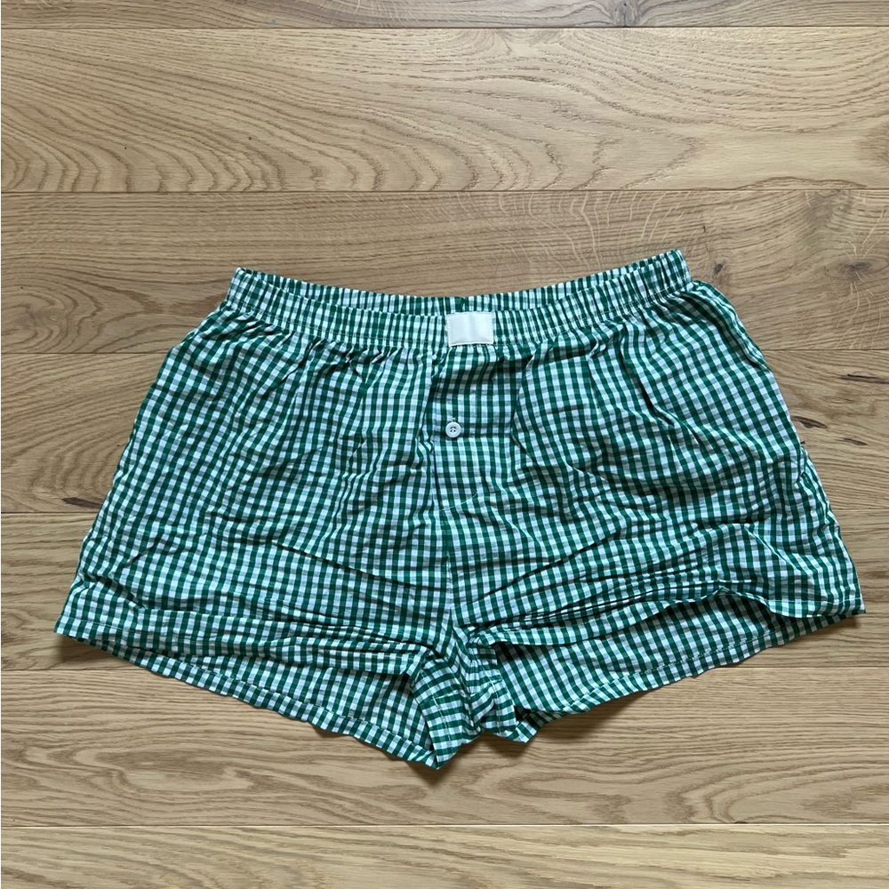 GREEN CHECK BOXER SHORTS